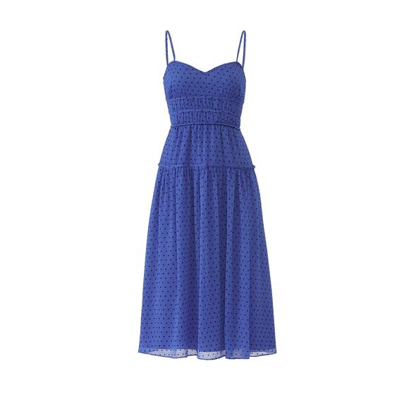 La Maison Talulah Sorrento Blue Polka Dot Print Sweetheart Midi Dress Size S - Picture 5 of 14